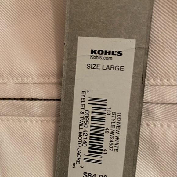 Apt. 9 White Eyelet & Twill Moro Jacket Size L NWT - Picture 7 of 8